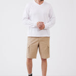 טישירט צווארון V שרוול ארוך - לבן WORKER