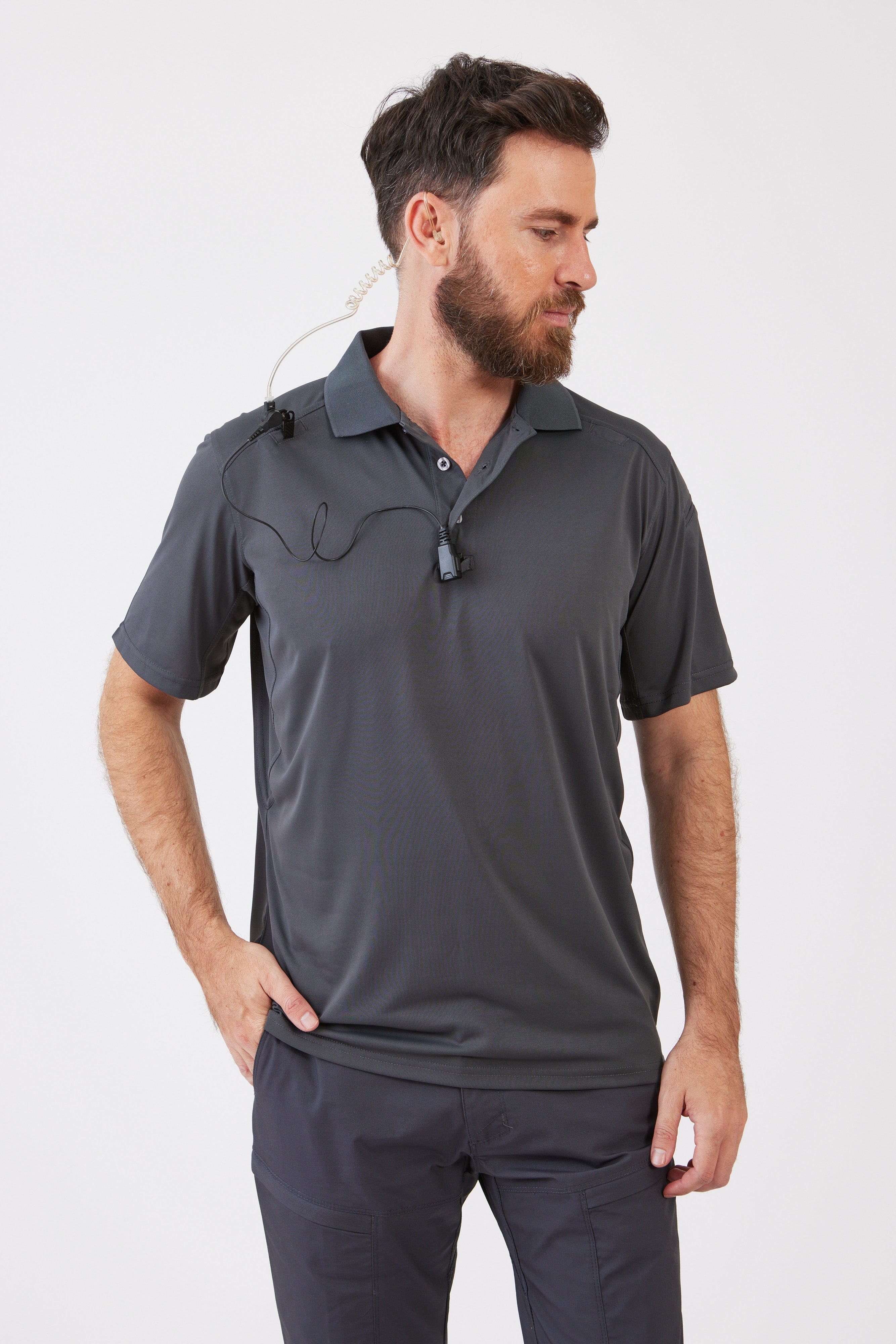 חולצת פולו טקטית - אפור WORKER