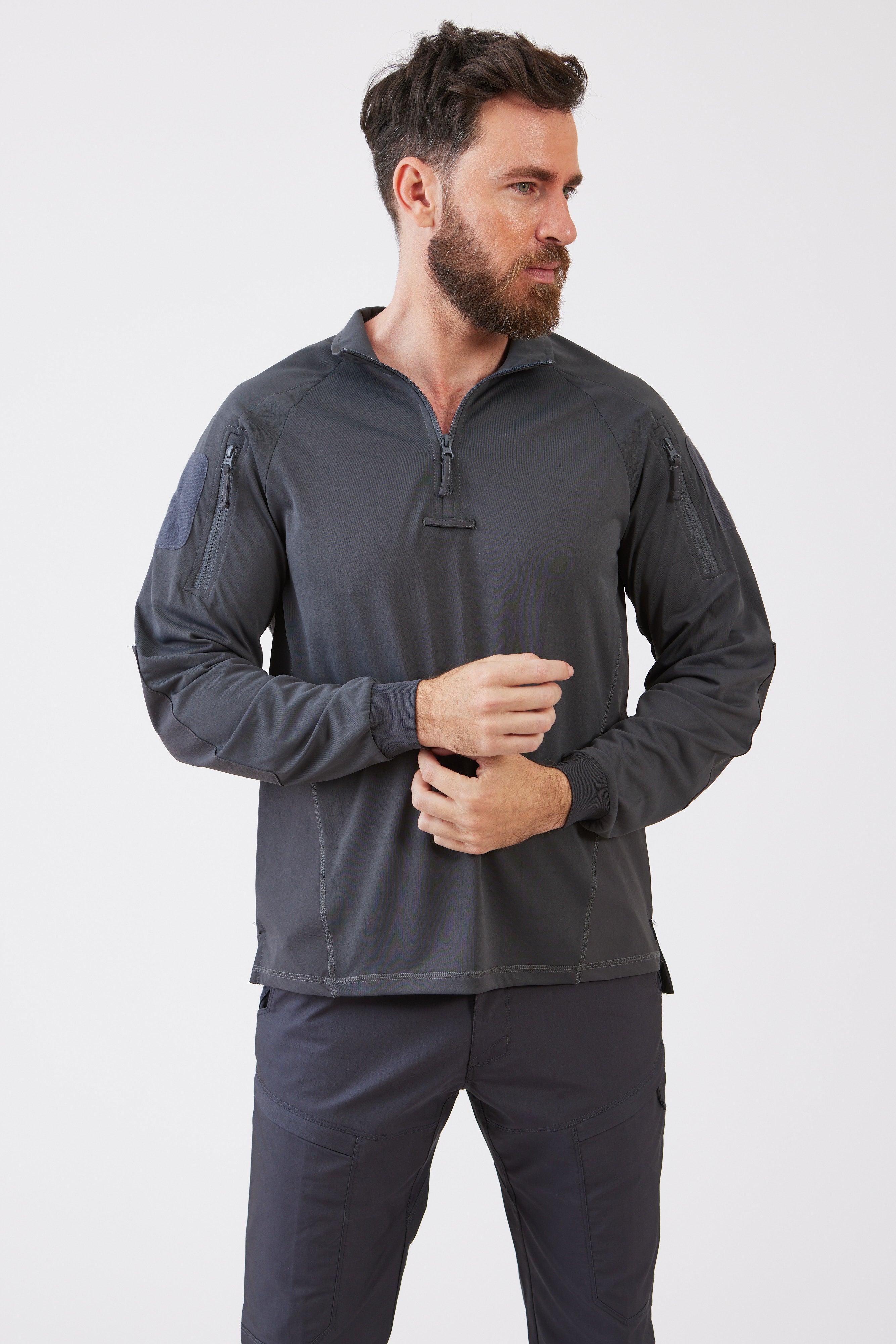 חולצה טקטית משולבת שרוול ארוך - אפור WORKER