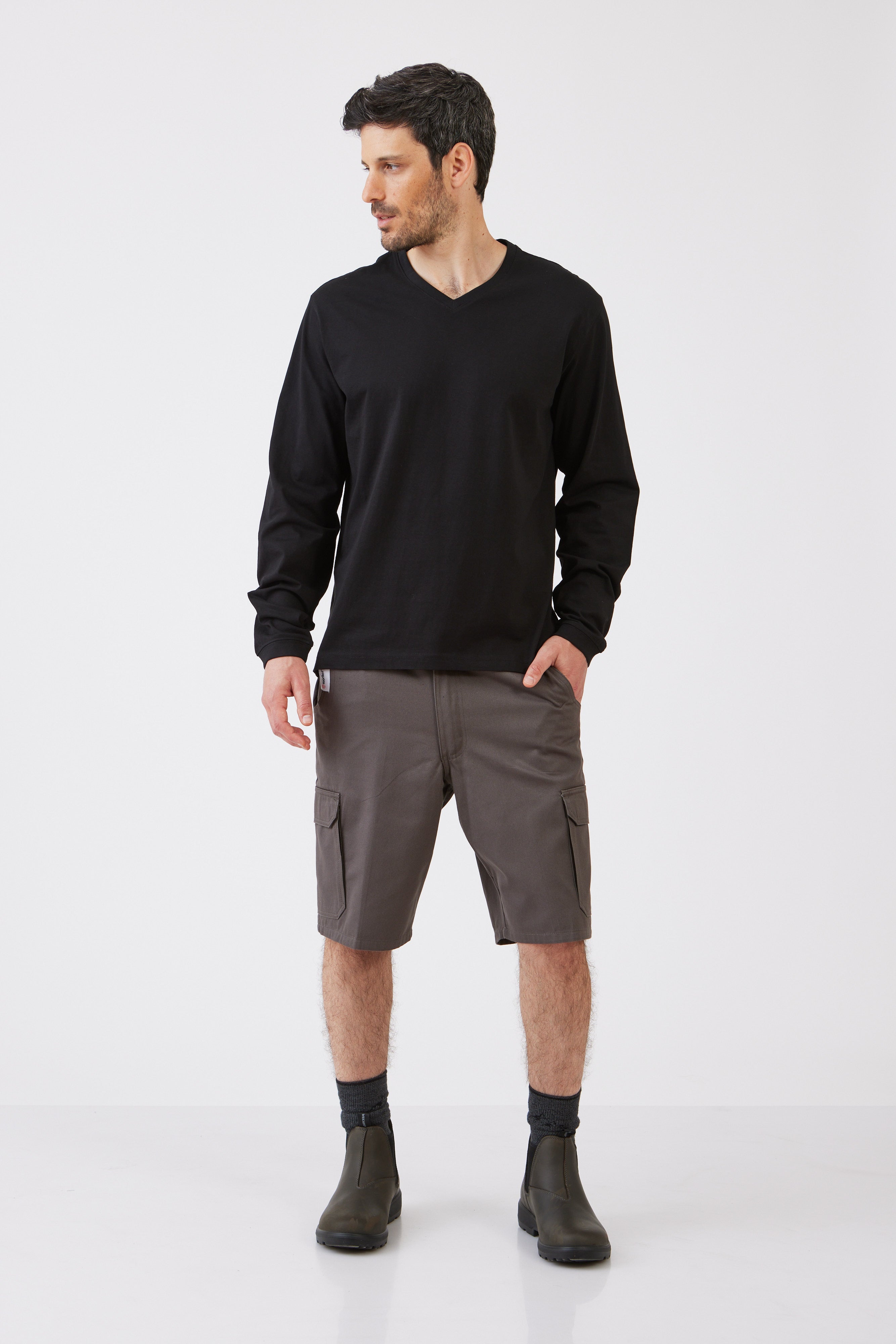 מכנסי ברמודה כותנה - זית WORKER