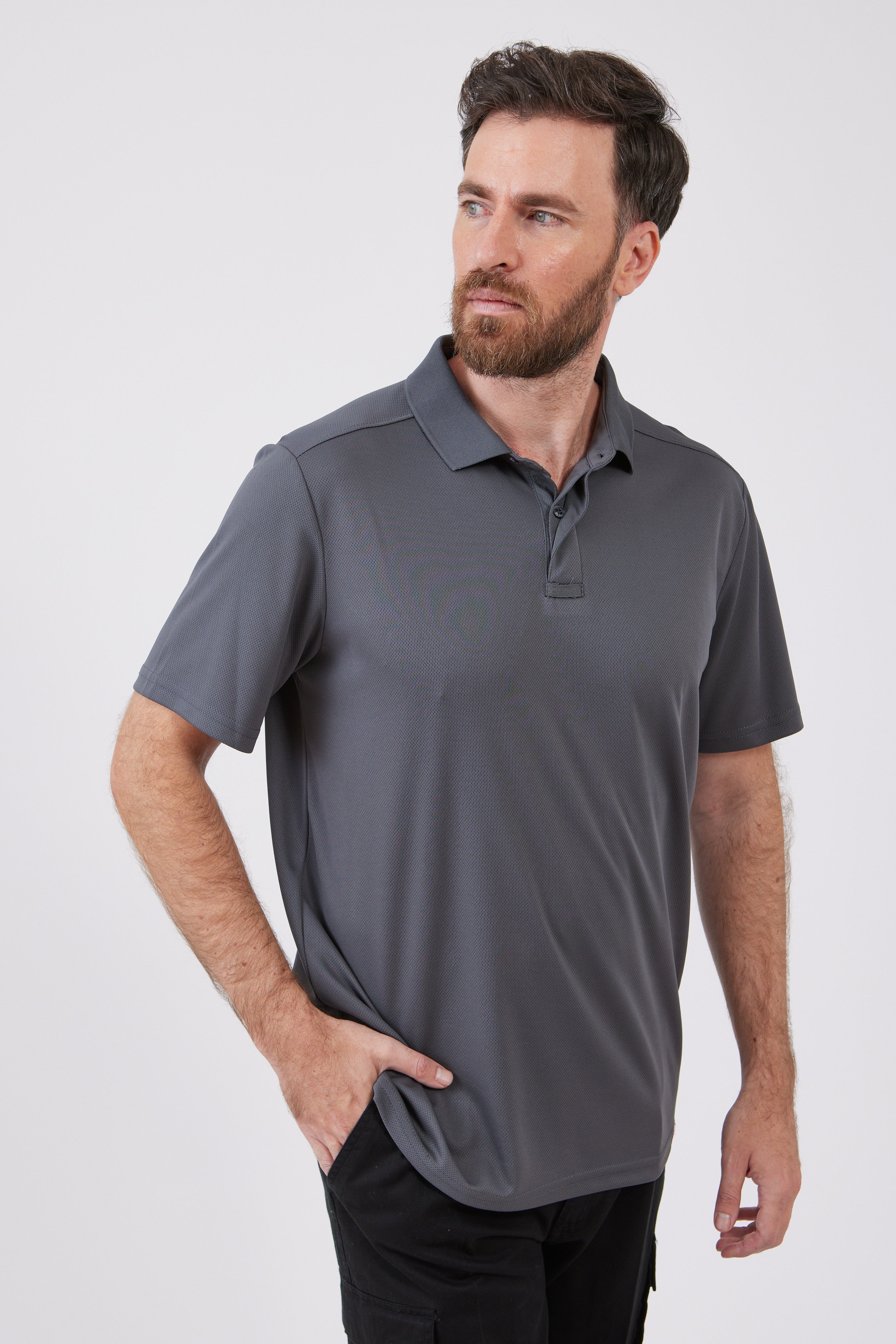 חולצת פולו פורטו דרייפיט - אפור WORKER