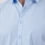 חולצה מכופתרת שרוול קצר בגזרת Slim - תכלת WORKER