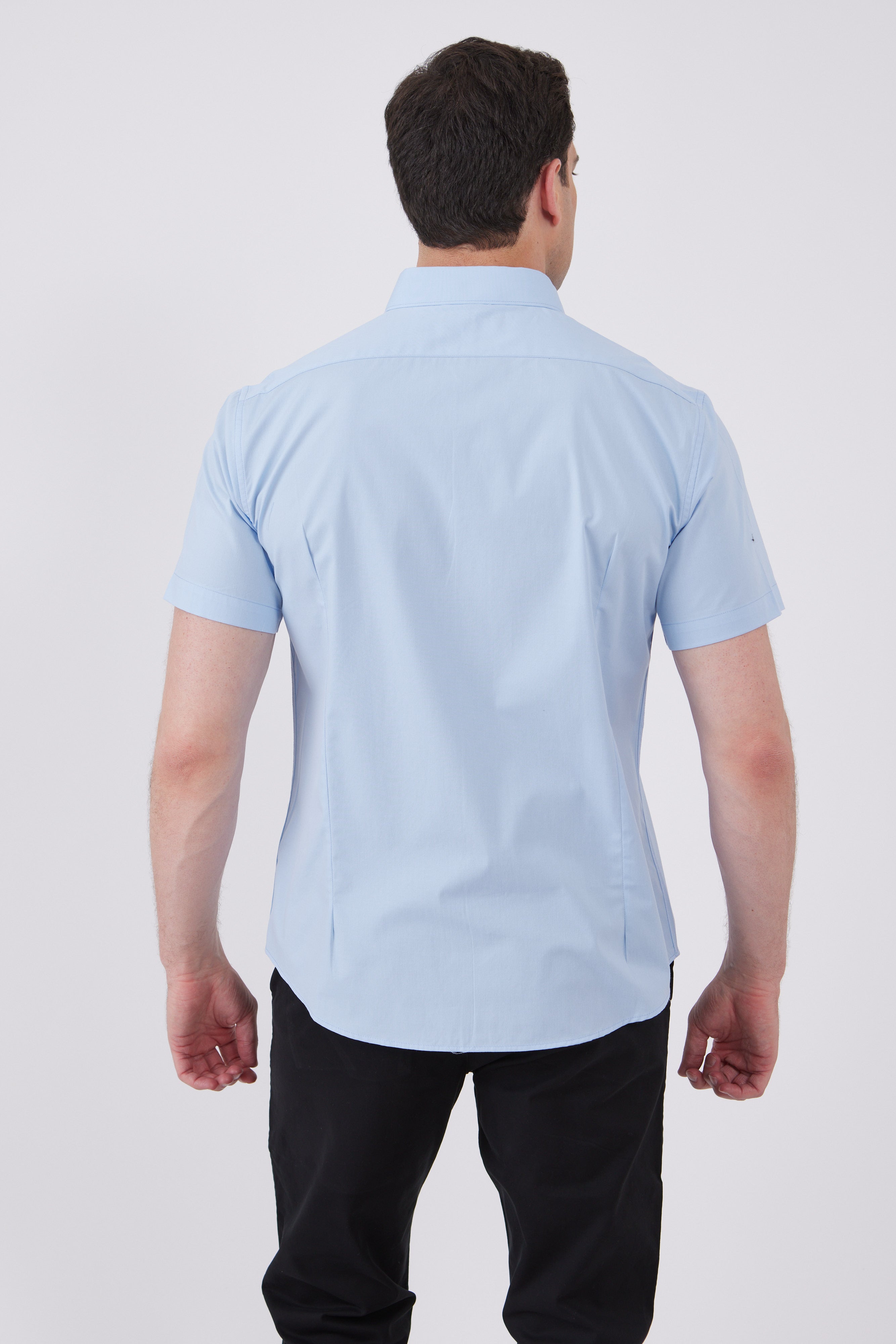 חולצה מכופתרת שרוול קצר בגזרת Slim - תכלת WORKER