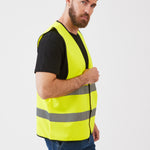 אפוד זוהר שני פסים רוחביים - צהוב WORKER