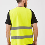 אפוד זוהר 2 פסים רוחביים 1 בשקית - צהוב WORKER