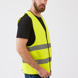 אפוד זוהר 2 פסים רוחביים 1 בשקית - צהוב WORKER