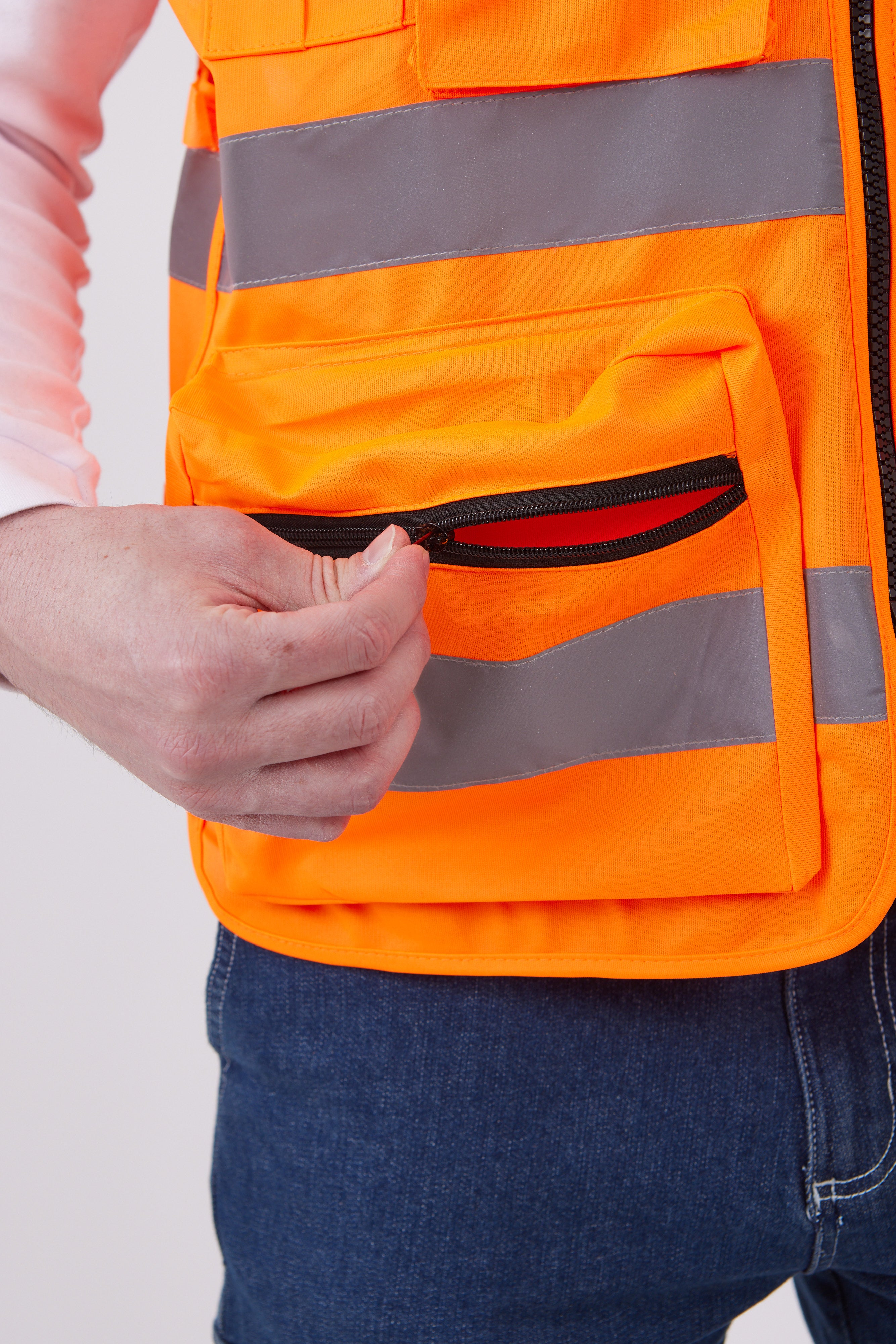 וסט זוהר דגם אביב - כתום WORKER