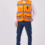 וסט זוהר דגם אביב - כתום WORKER