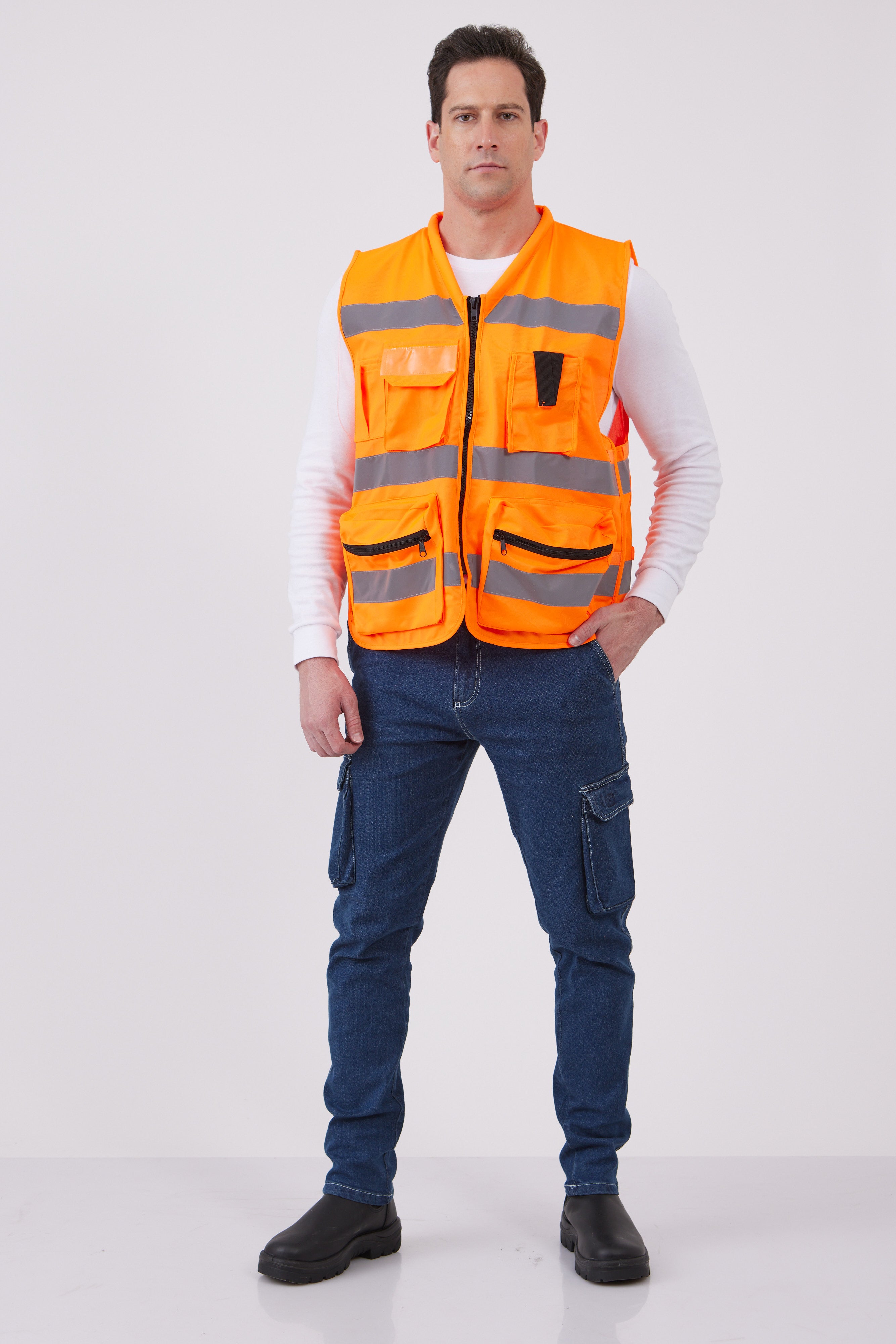 וסט זוהר דגם אביב - כתום WORKER