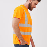 חולצת עבודה דרייפיט עם פסים זוהרים - כתום WORKER