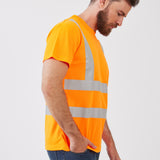 חולצת עבודה דרייפיט עם פסים זוהרים - כתום WORKER