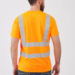 חולצת עבודה דרייפיט עם פסים זוהרים - כתום WORKER