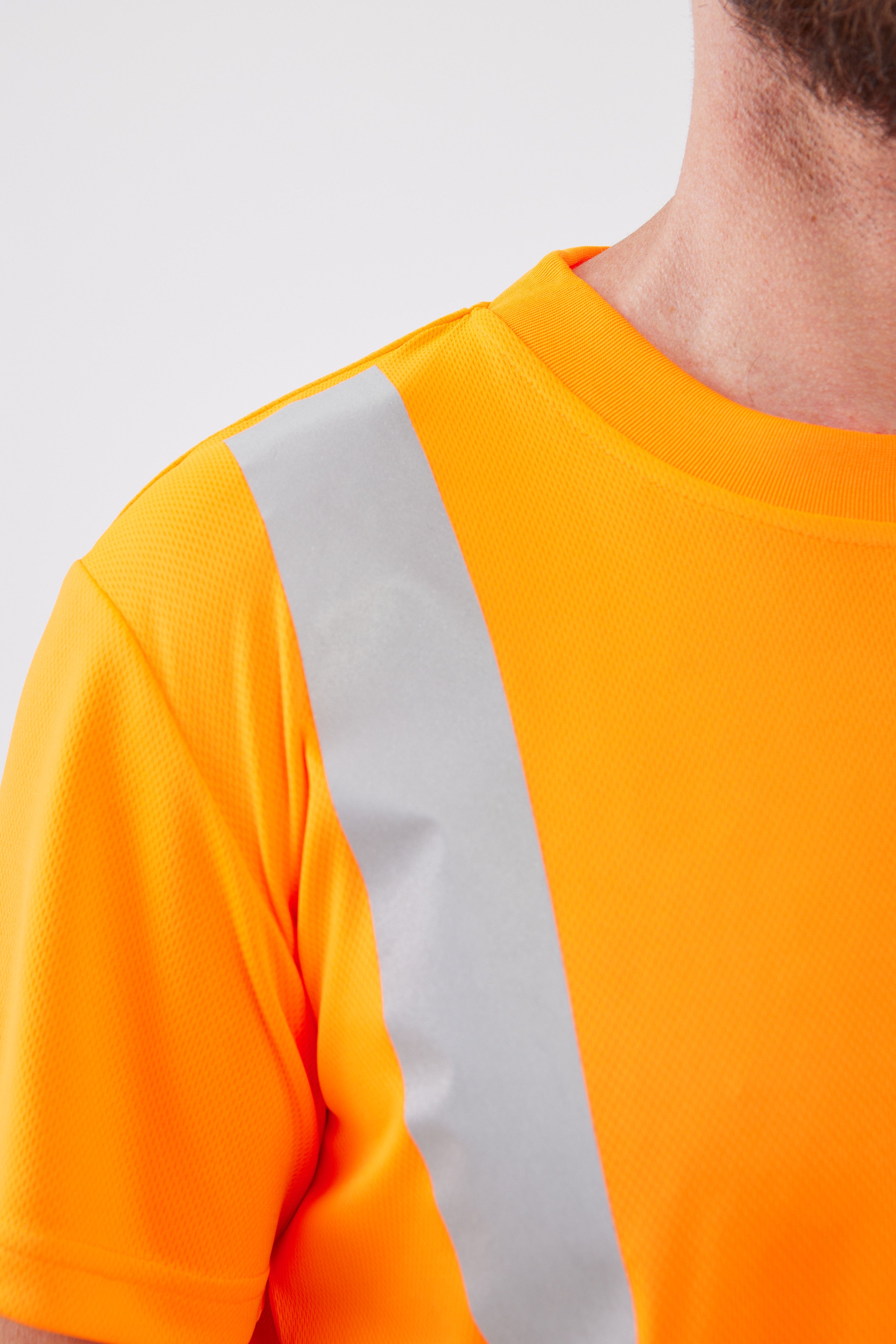 חולצת עבודה דרייפיט עם פסים זוהרים - כתום WORKER