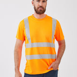 חולצת עבודה דרייפיט עם פסים זוהרים - כתום WORKER