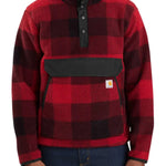 ג'קט פליז עם כיס קנגורו - אדום משבצות CARHARTT