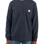 טישירט שרוול ארוך עם לוגו וכיס - כחול כהה CARHARTT
