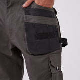 מכנסי עבודה מקצועיים לבנאים - אפור עכבר WORKER