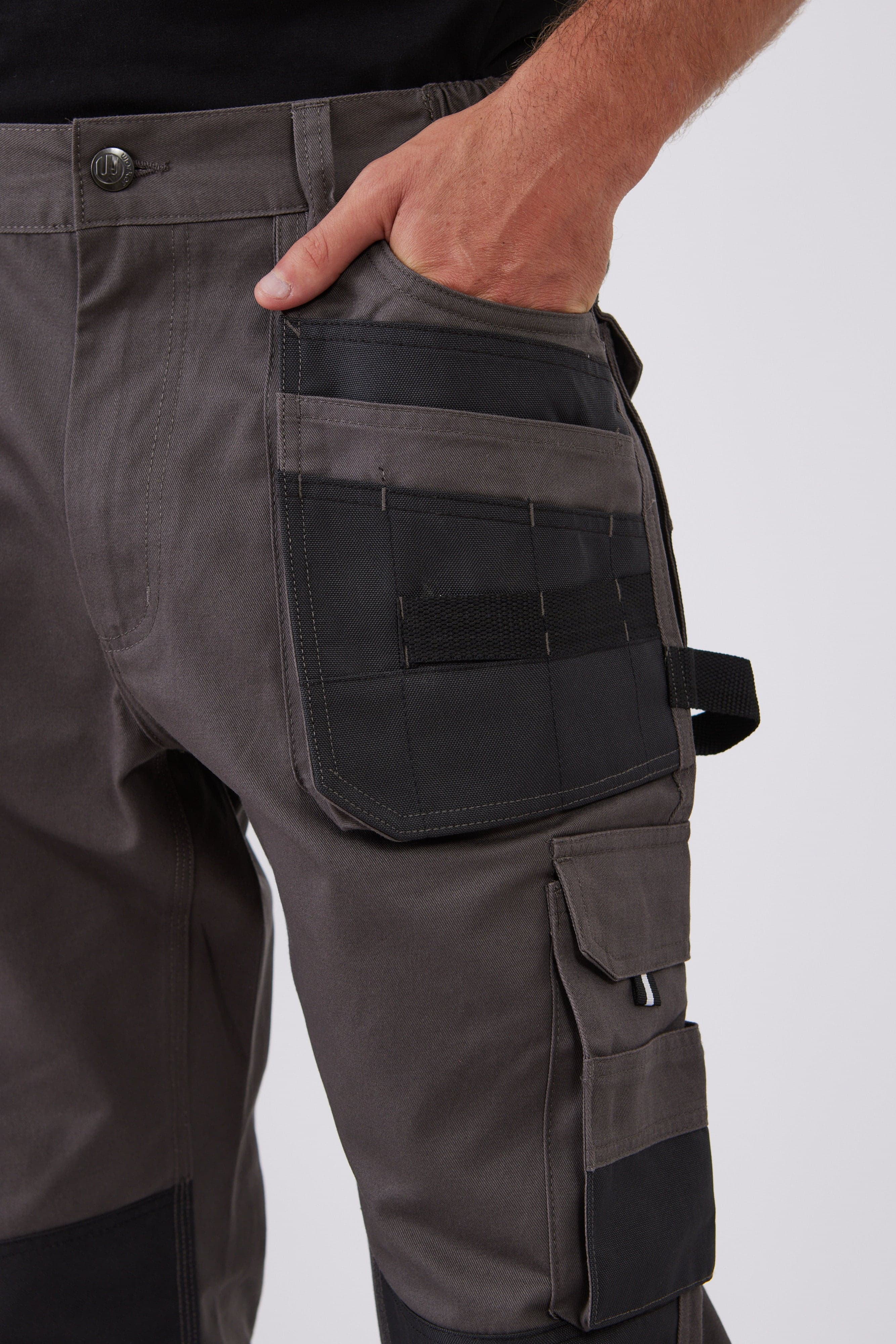 מכנסי עבודה מקצועיים לבנאים - אפור עכבר WORKER