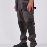 מכנסי עבודה מקצועיים לבנאים - אפור עכבר WORKER