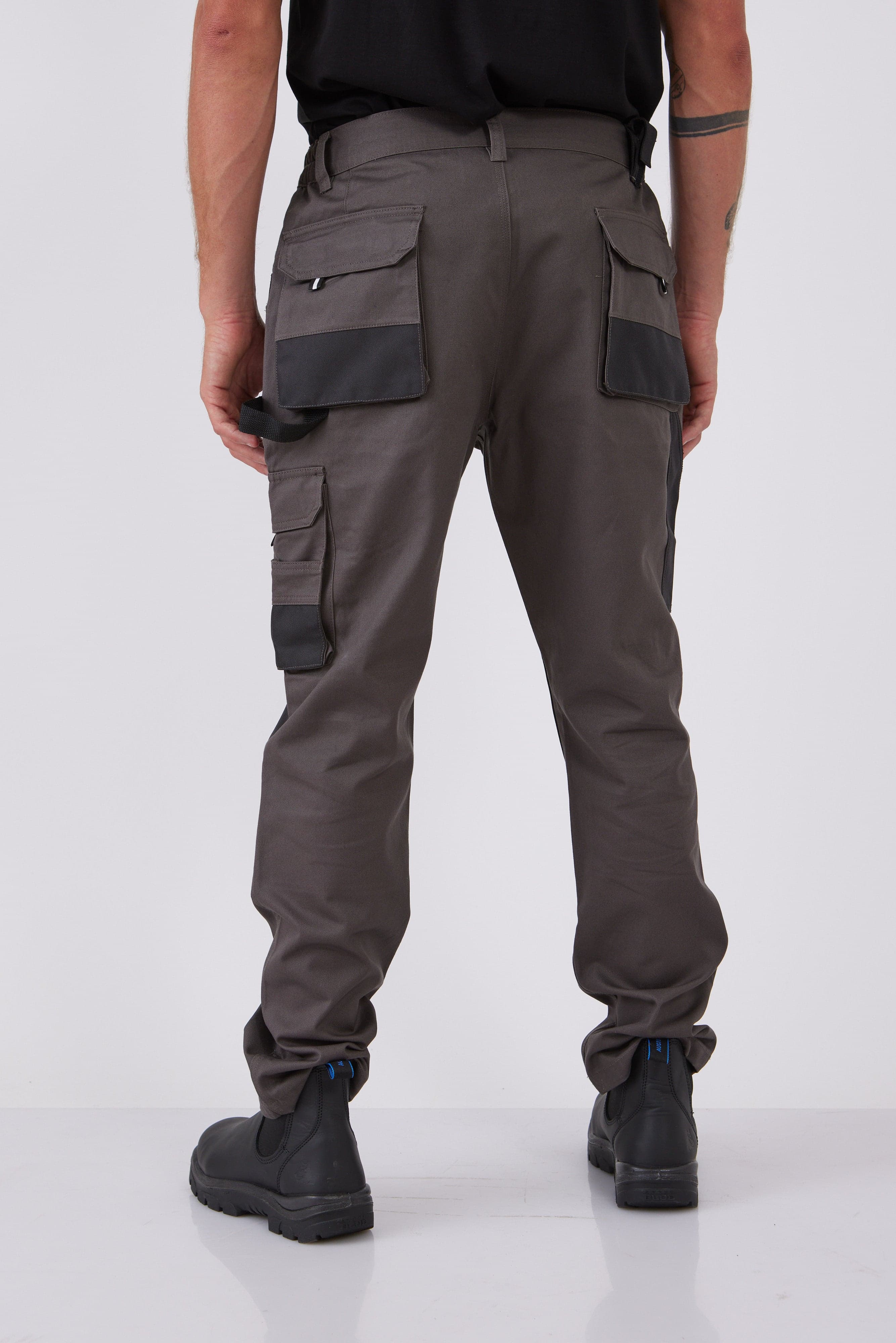 מכנסי עבודה מקצועיים לבנאים - אפור עכבר WORKER