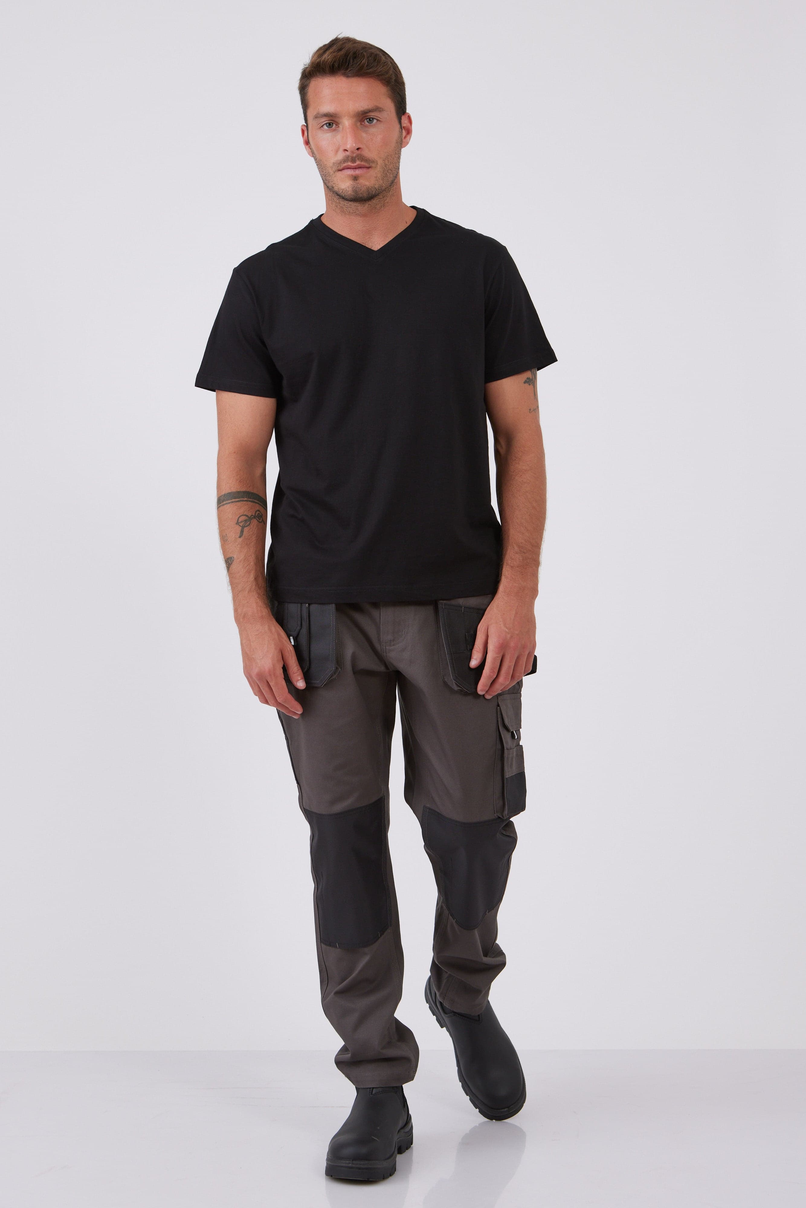 מכנסי עבודה מקצועיים לבנאים - אפור עכבר WORKER