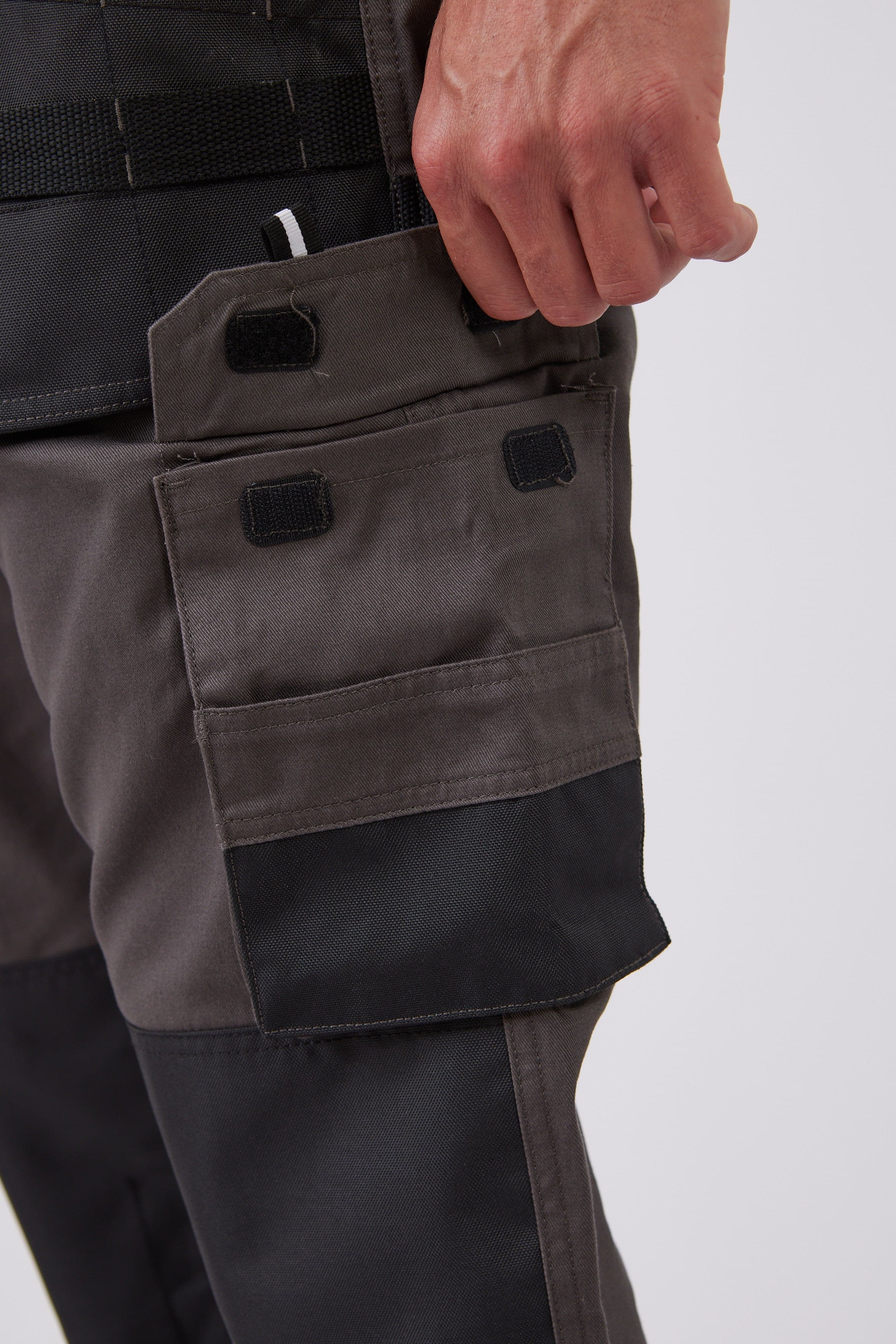 מכנסי עבודה מקצועיים לבנאים - אפור עכבר WORKER