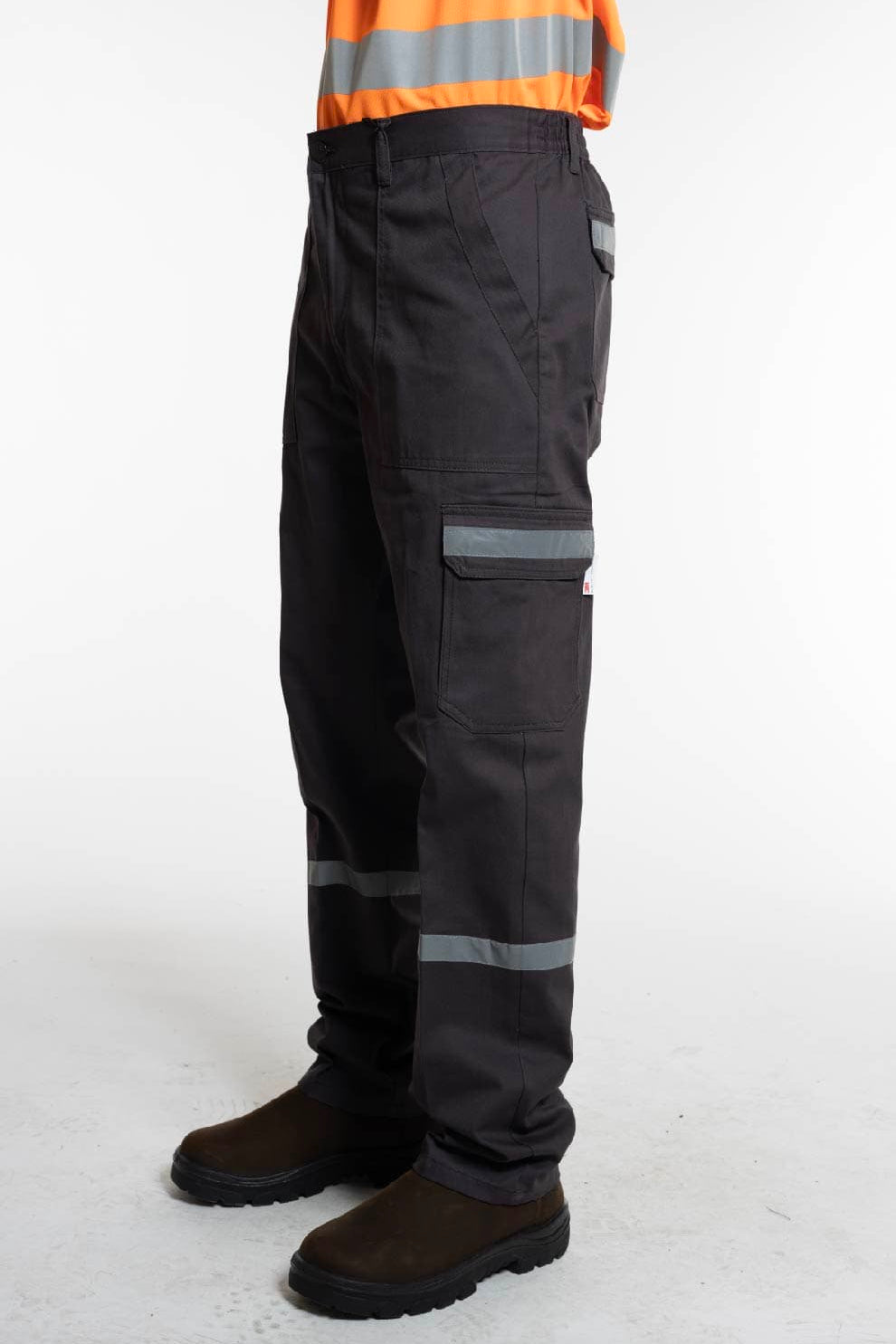 מכנסי עבודה עם פסים זוהרים - אפור עכבר WORKER