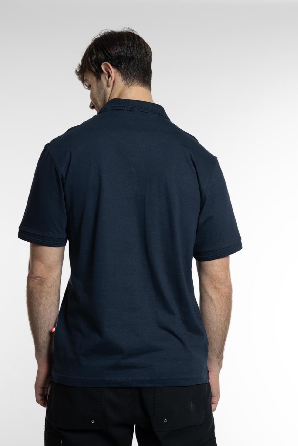 חולצת פולו כותנה עם כיס - כחול כהה WORKER