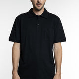 חולצת פולו כותנה עם כיס - שחור WORKER