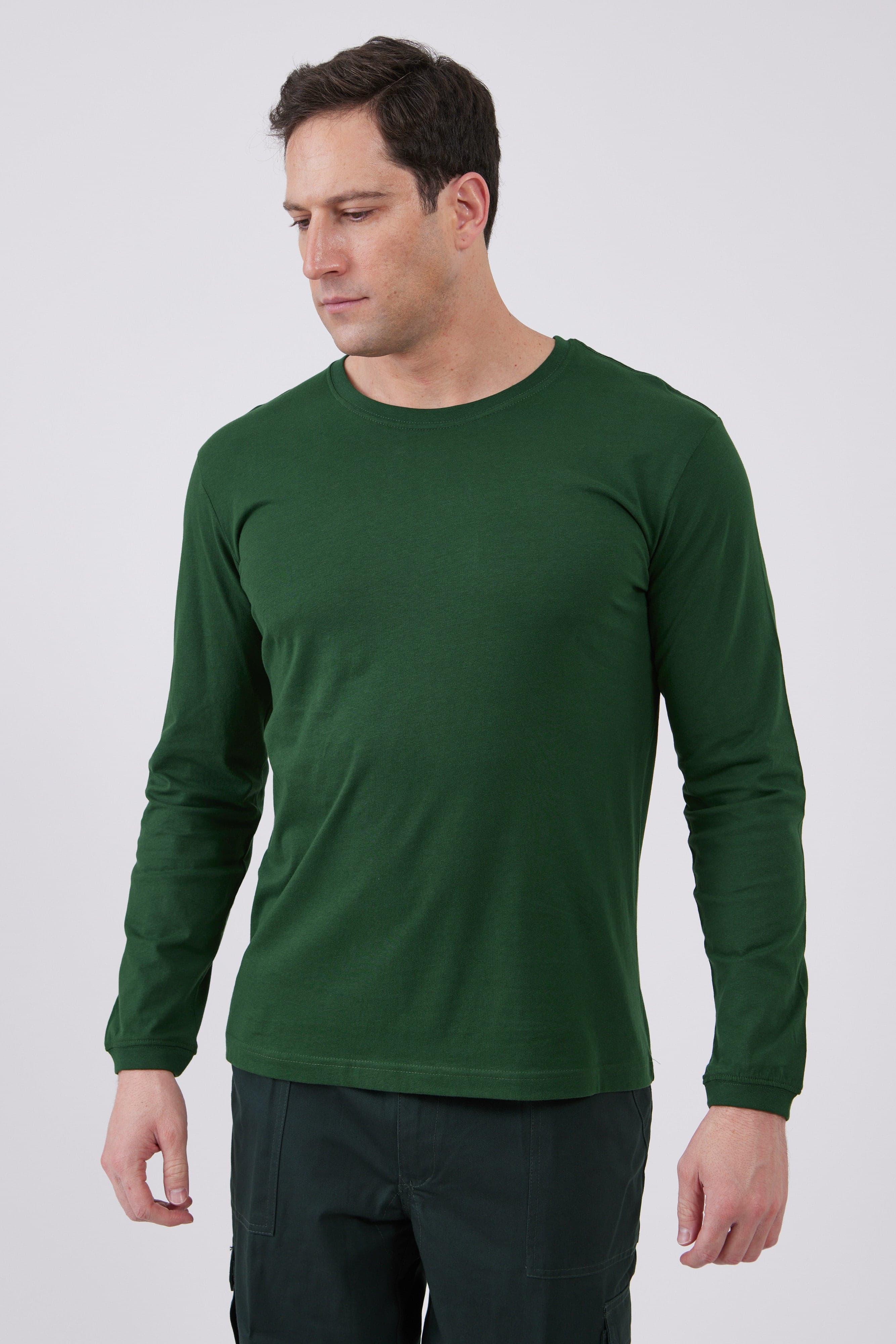 טישירט שרוול ארוך - ירוק בקבוק WORKER