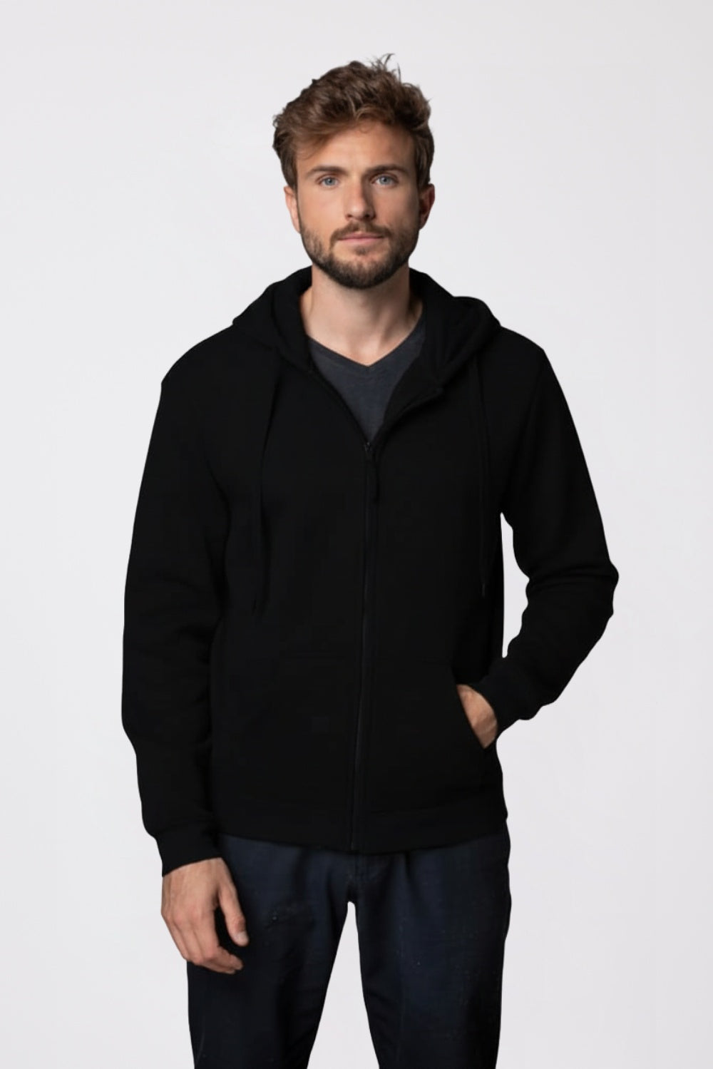 קפוצ'ון עם רוכסן - שחור WORKER