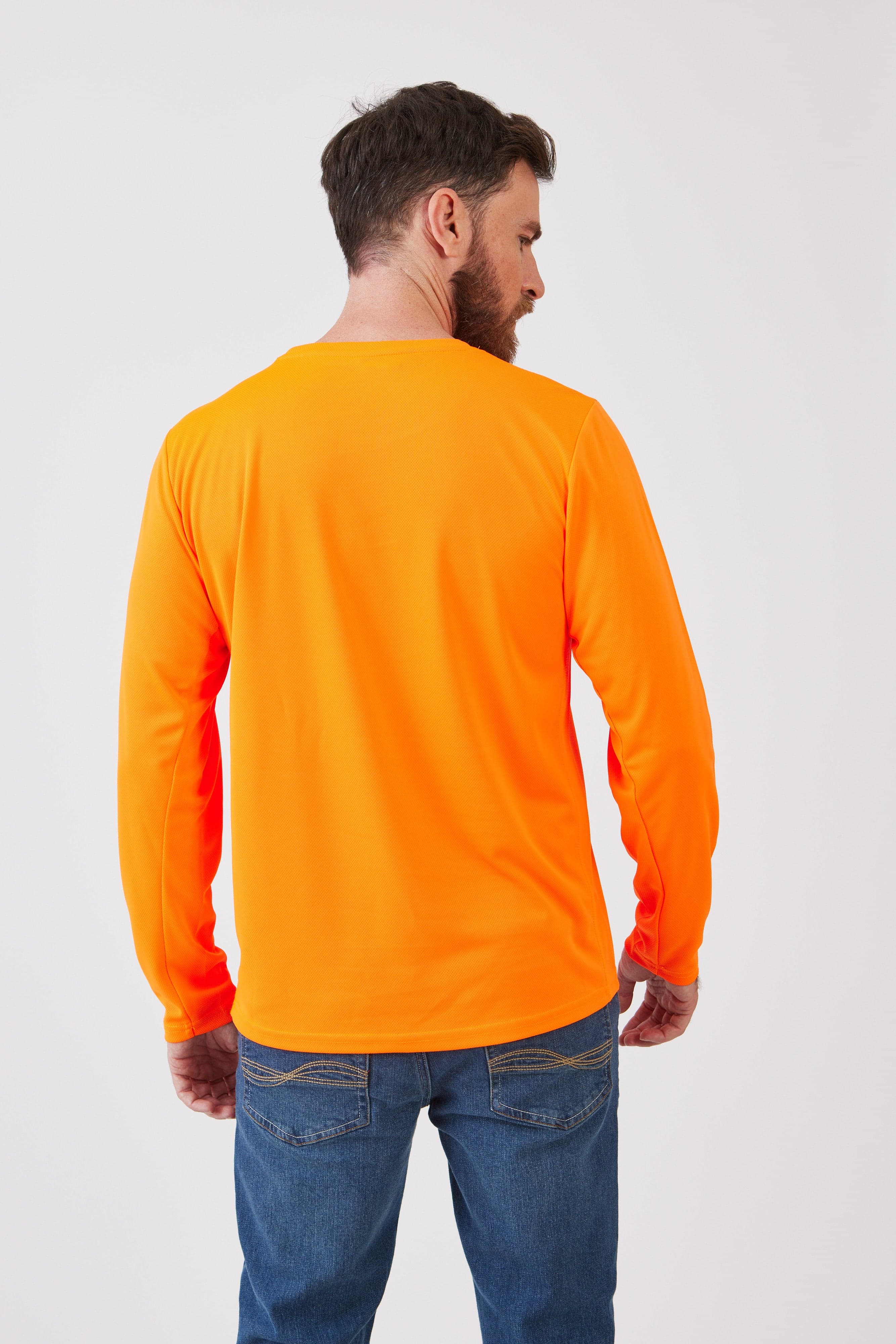 חולצת דרייפיט זוהרת שרוול ארוך - כתום WORKER