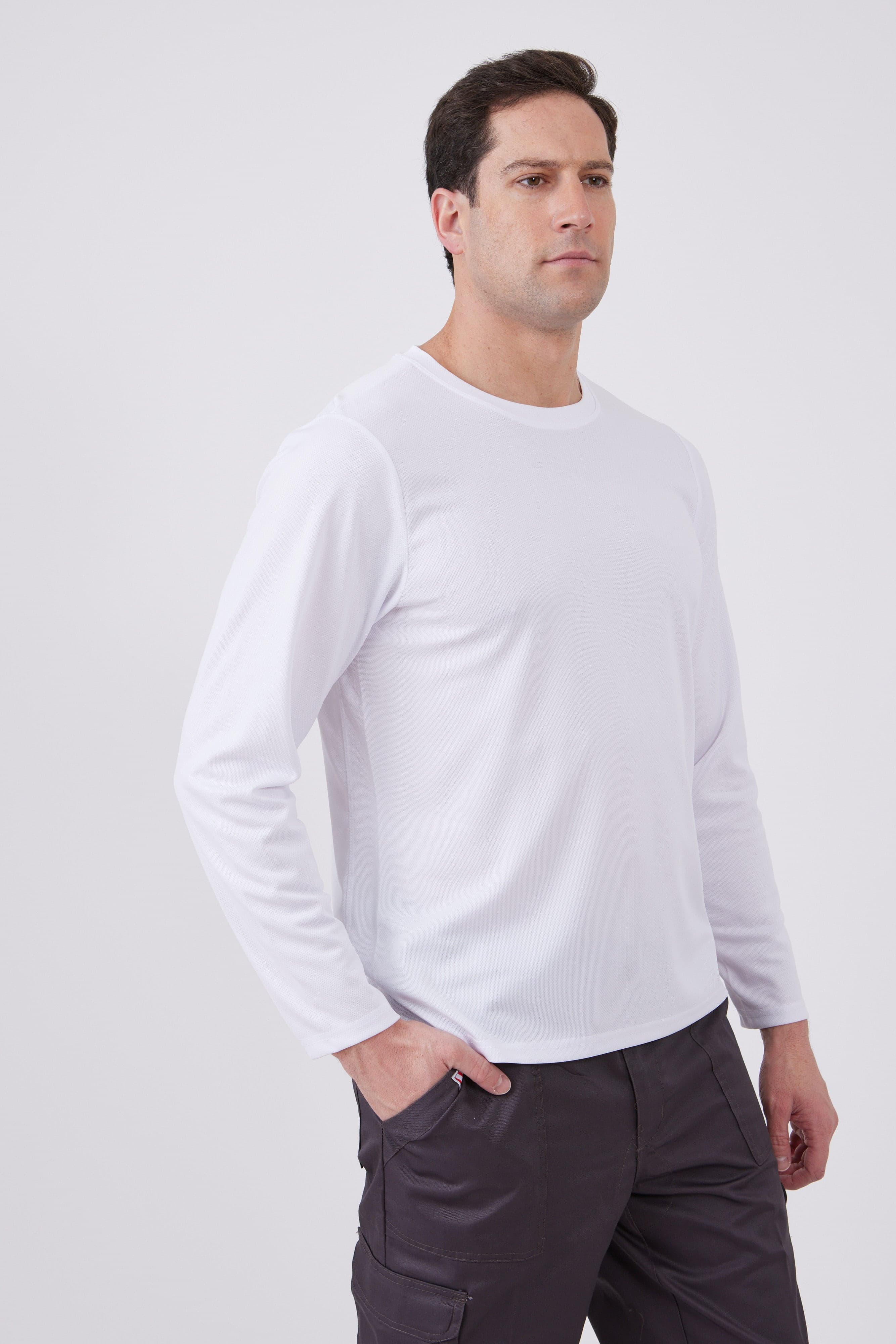 טישירט דרייפיט שרוול ארוך - לבן WORKER