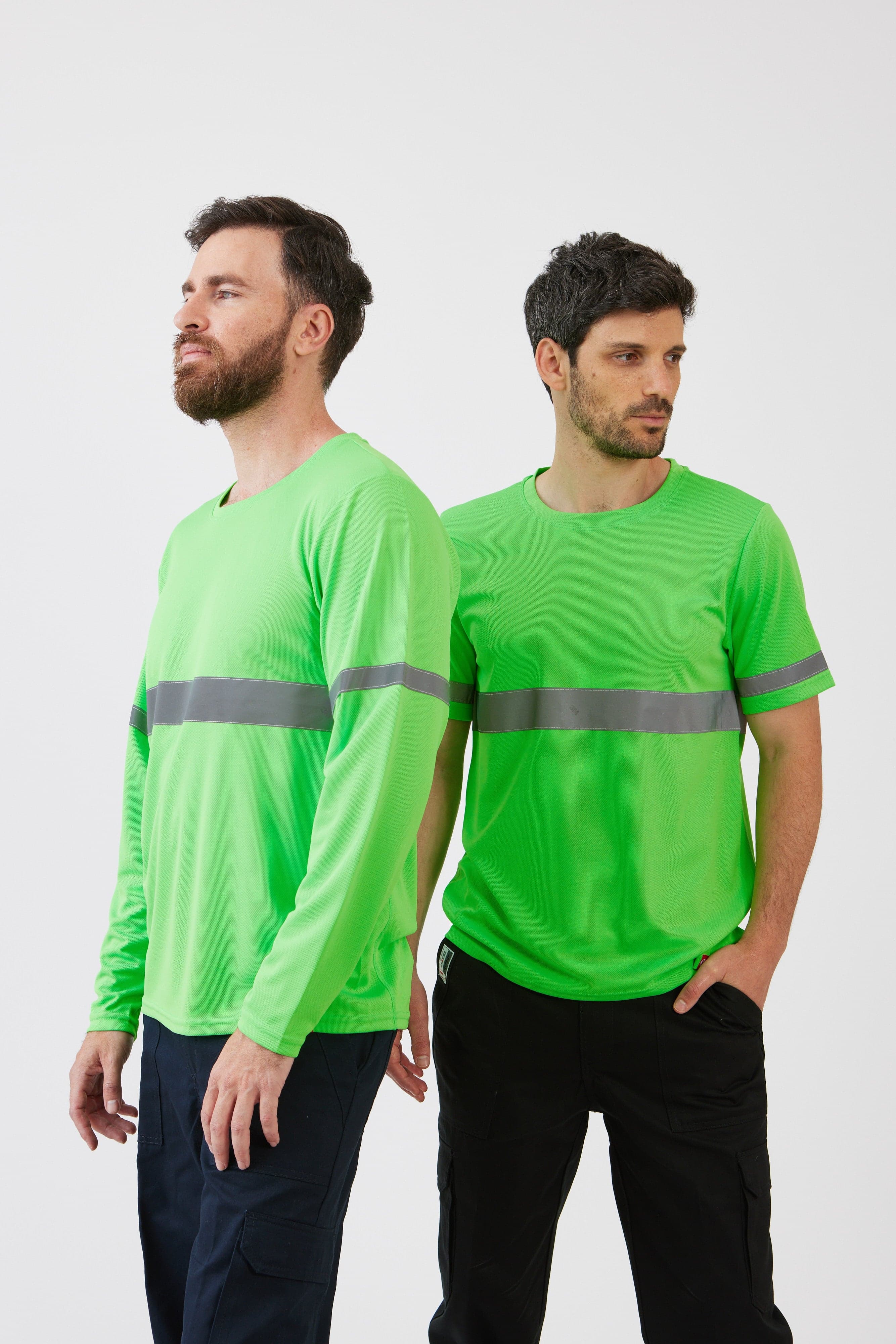 חולצת דרייפיט עם פסים זוהרים - ירוק WORKER