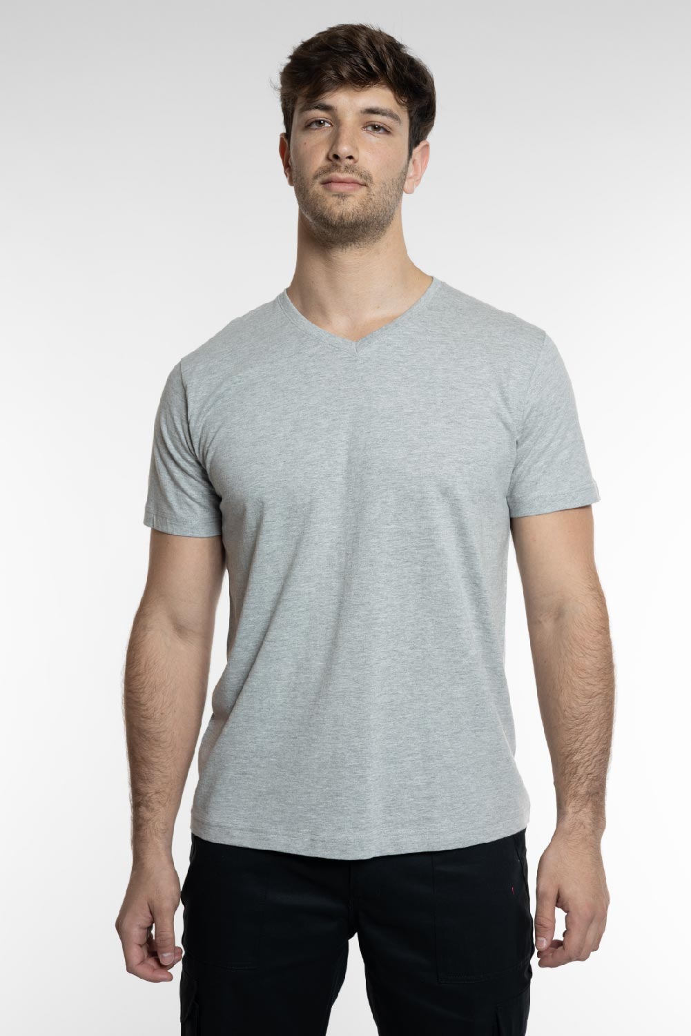 טישירט צווארון V - מלאנז' WORKER