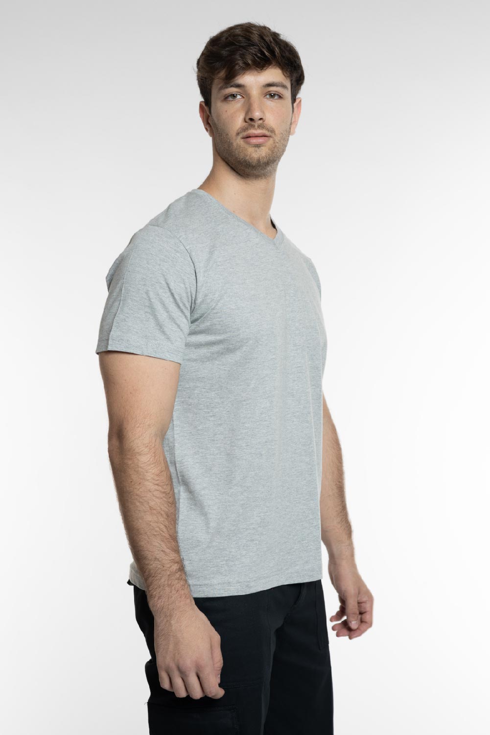 טישירט צווארון V - מלאנז' WORKER