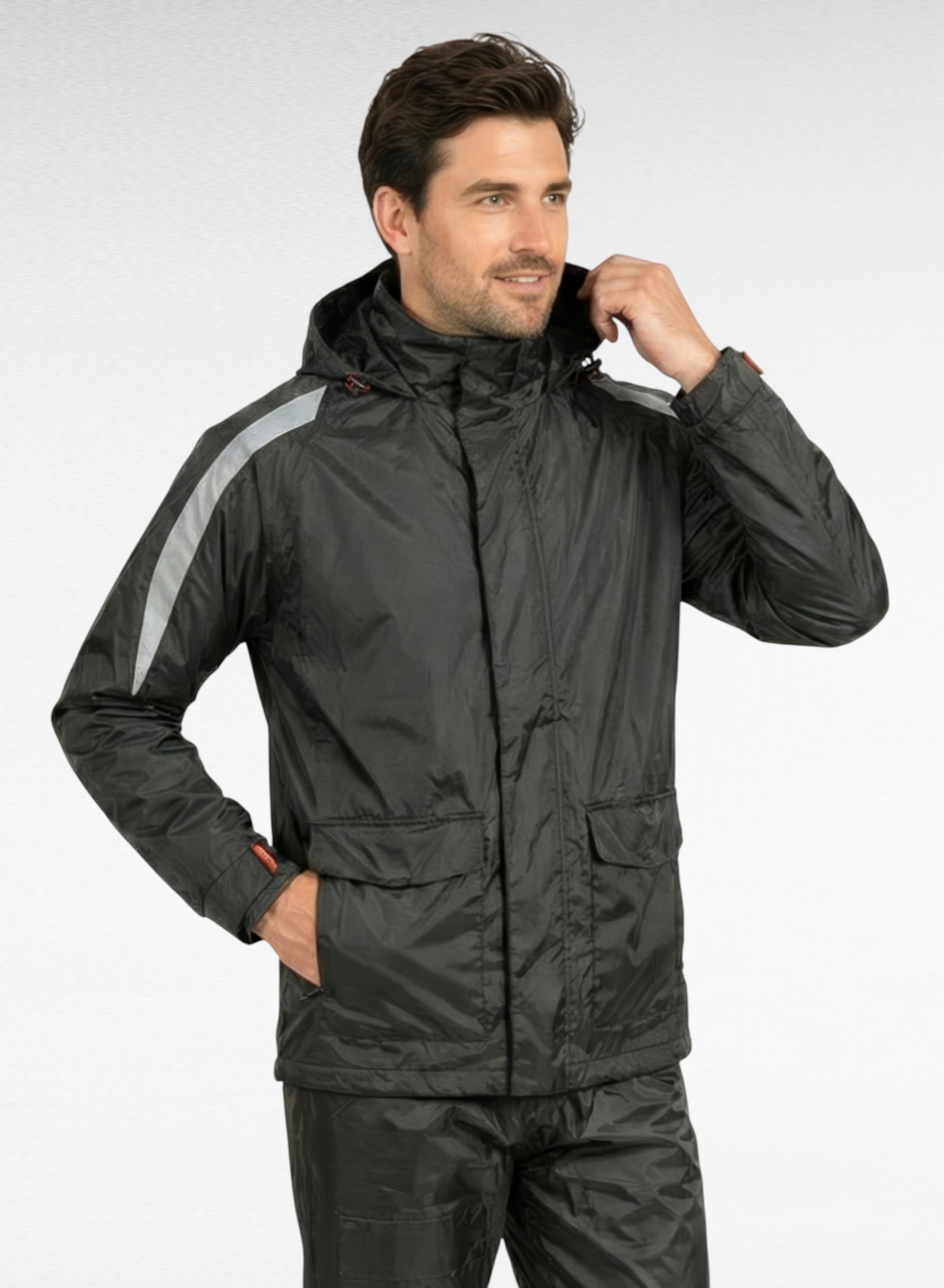 מעיל סערה נגד גשם עם כובע - שחור WECAMP