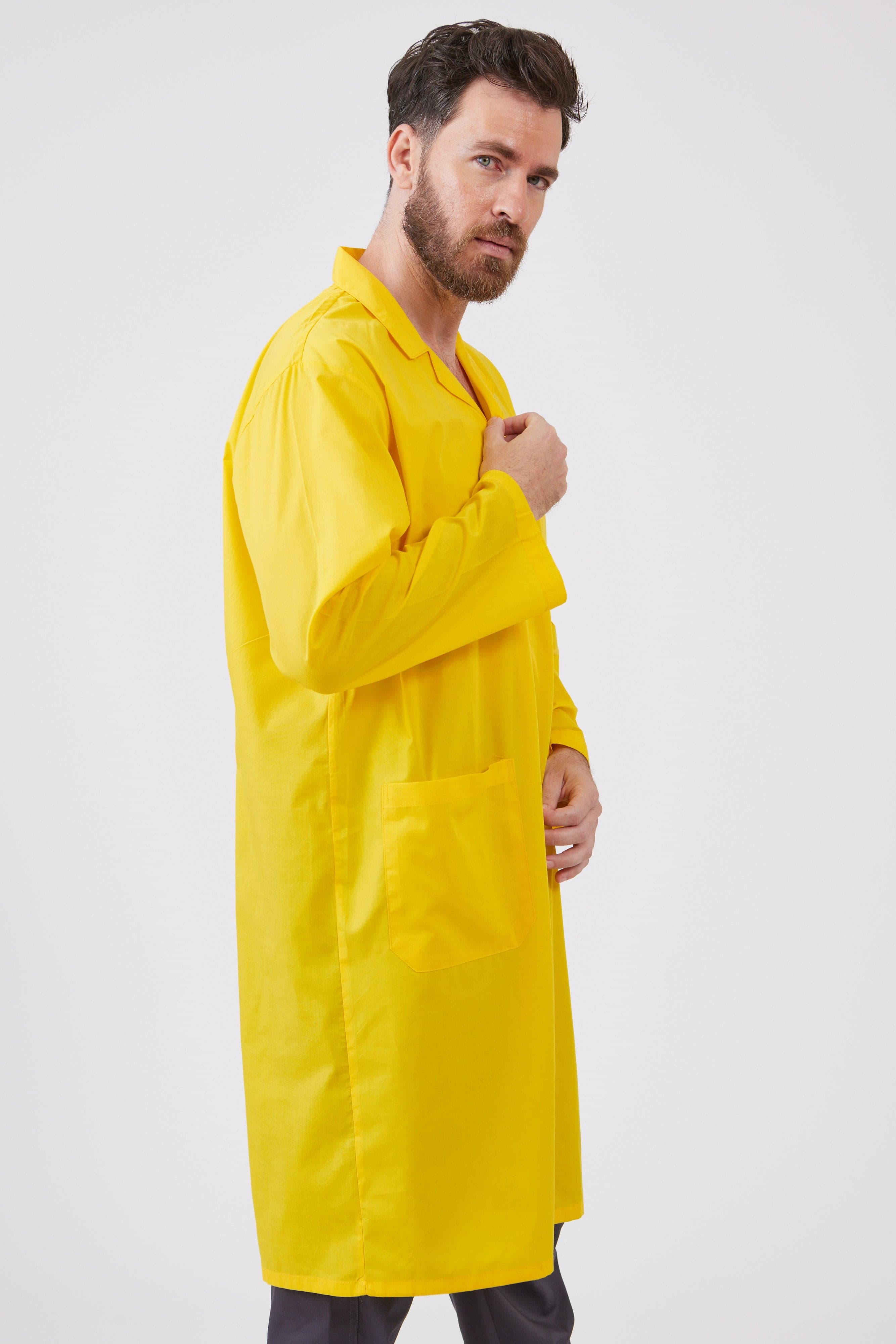 חלוק עם כיסים חיצוניים - צהוב WORKER