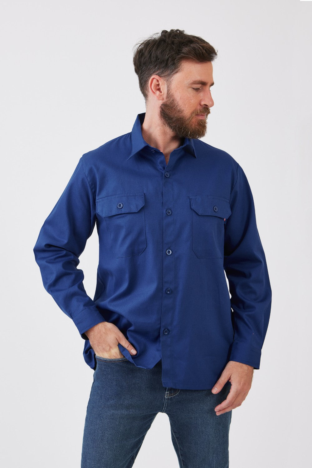 חולצת עבודה כותנה שרוול ארוך - רויאל WORKER