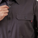 חולצת עבודה כותנה שרוול ארוך - אפור עכבר WORKER