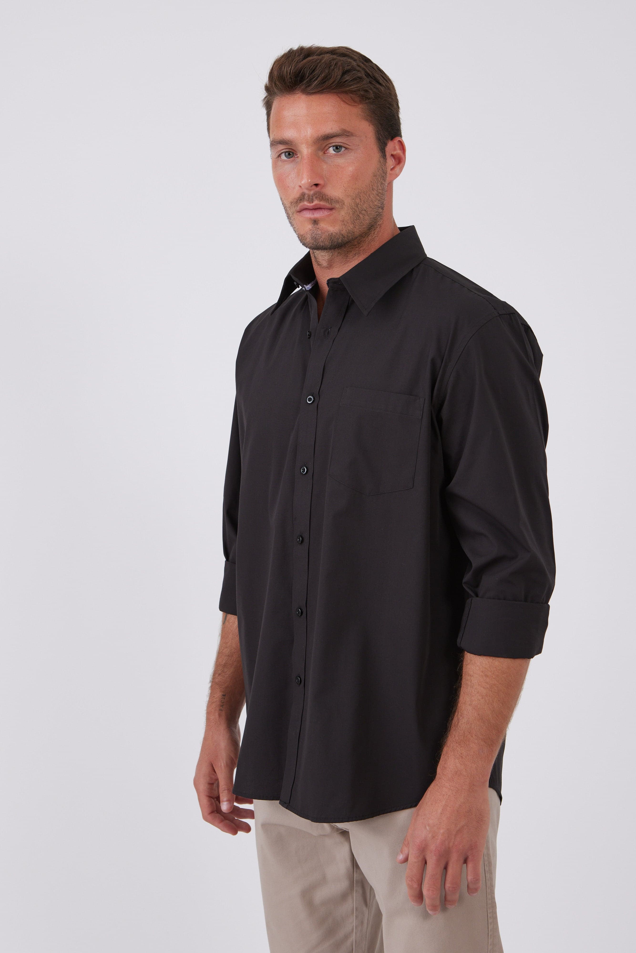 חולצה מכופתרת אלגנט - שחור WORKER