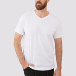 טישירט צווארון V - לבן WORKER