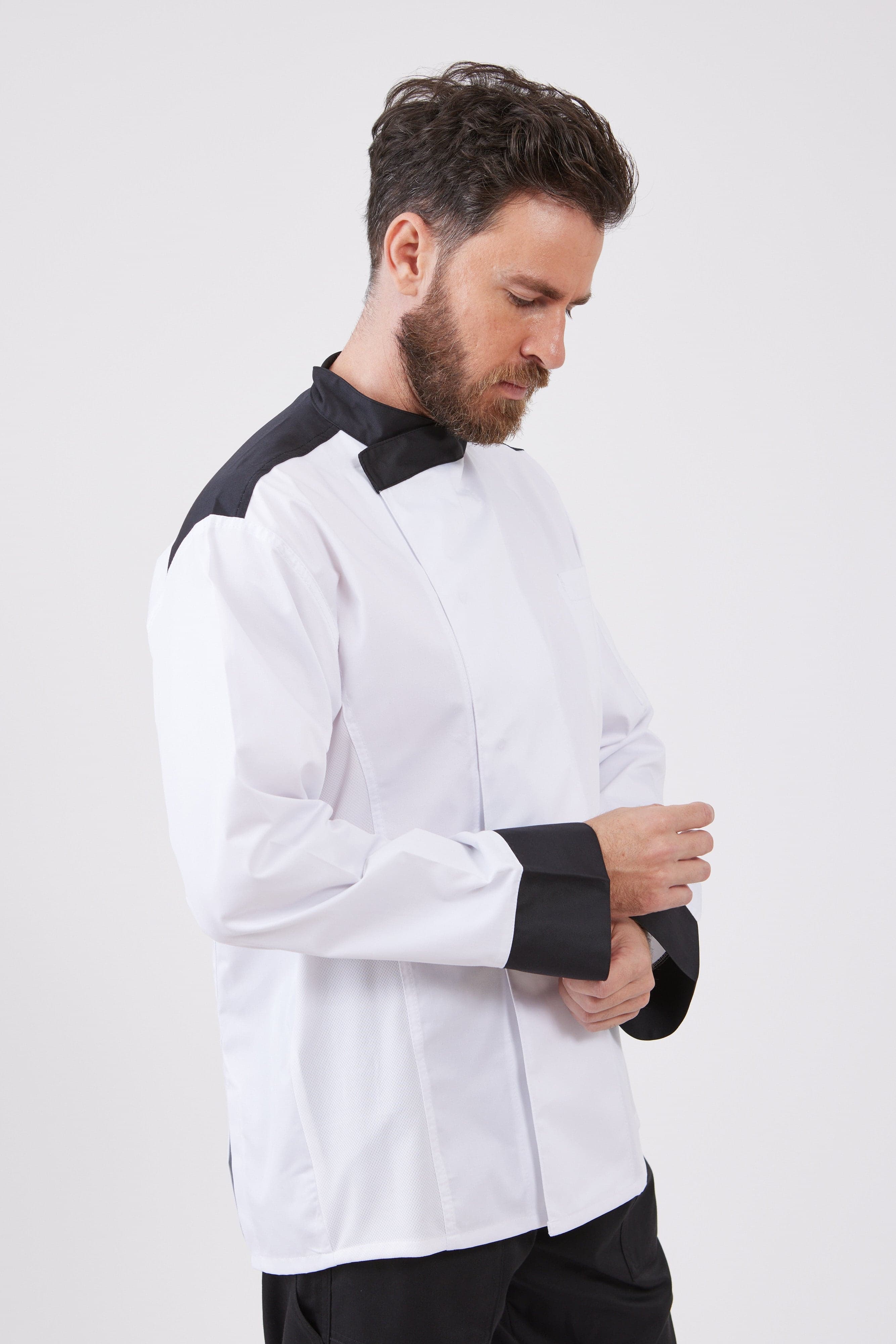 ג'קט שף Cook Black שרוול ארוך - לבן WORKER