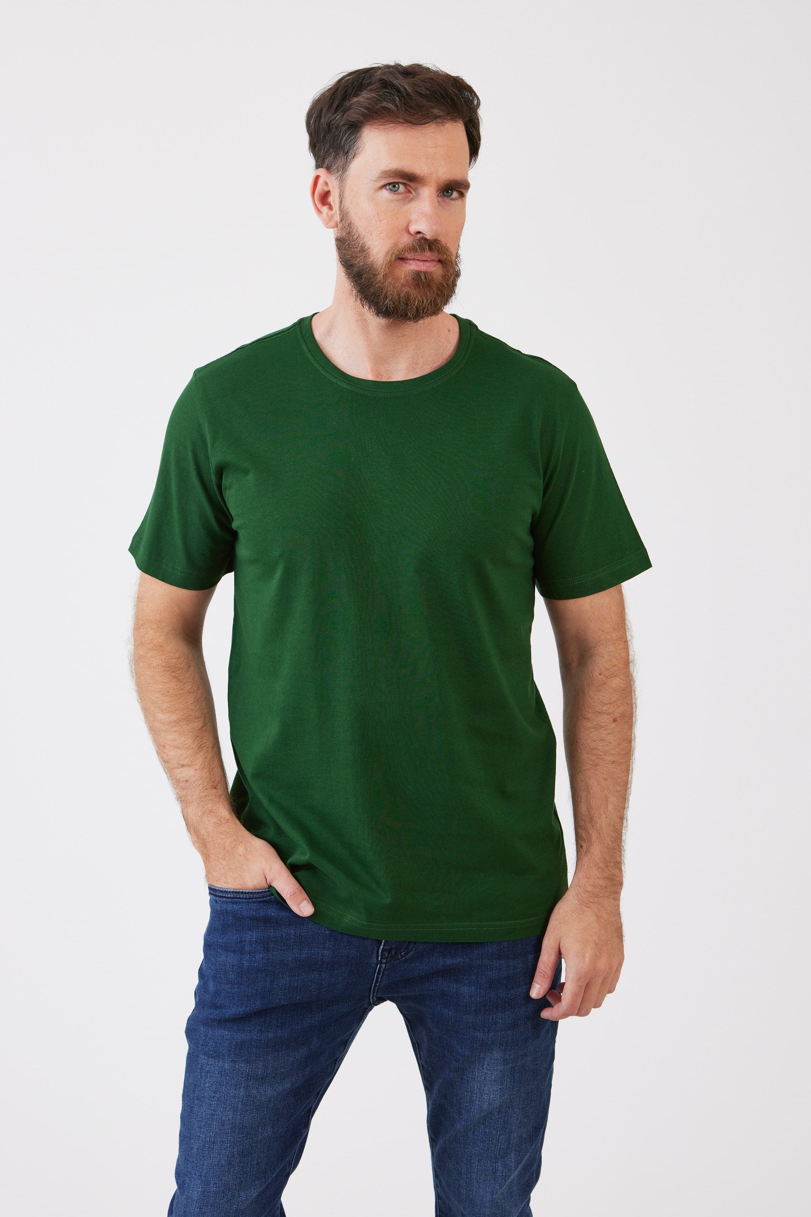 טישירט מידות גדולות - ירוק בקבוק WORKER