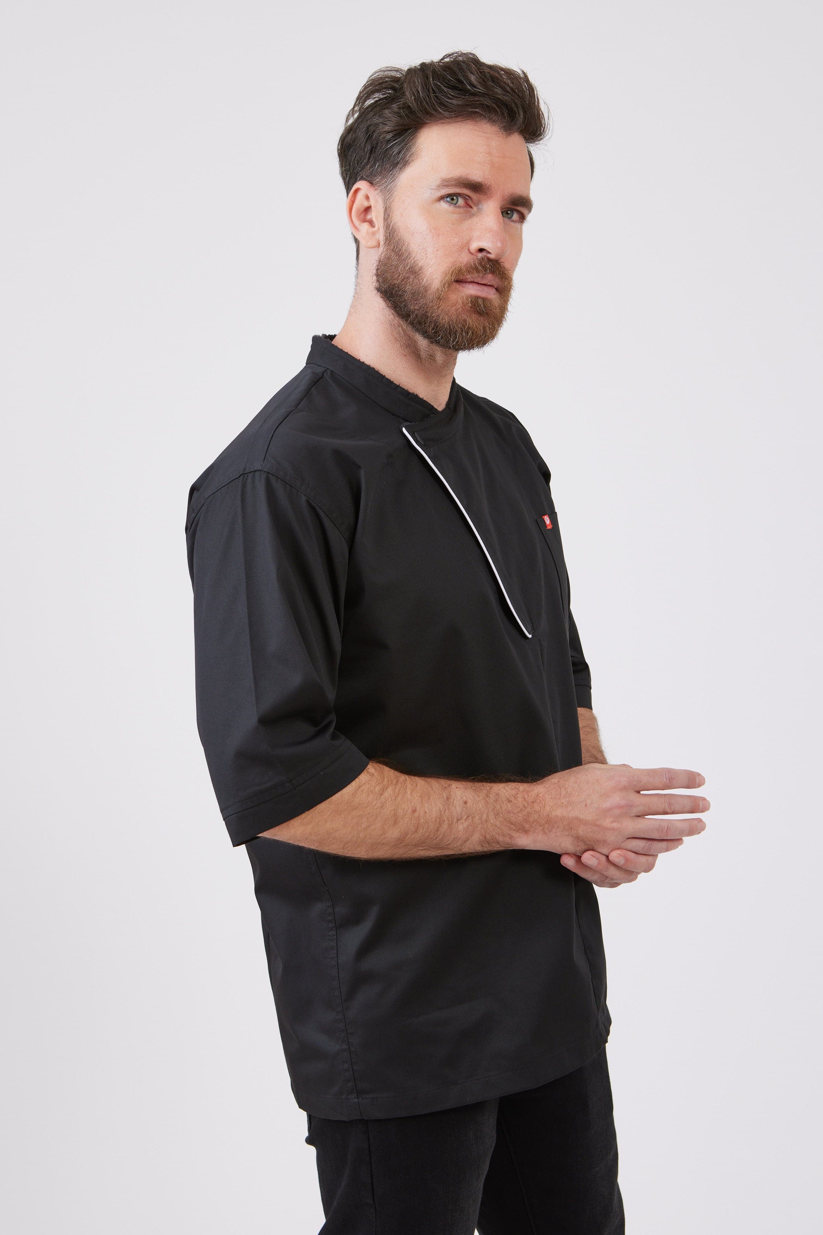 ג'קט שף טרי שרוול קצר - שחור WORKER