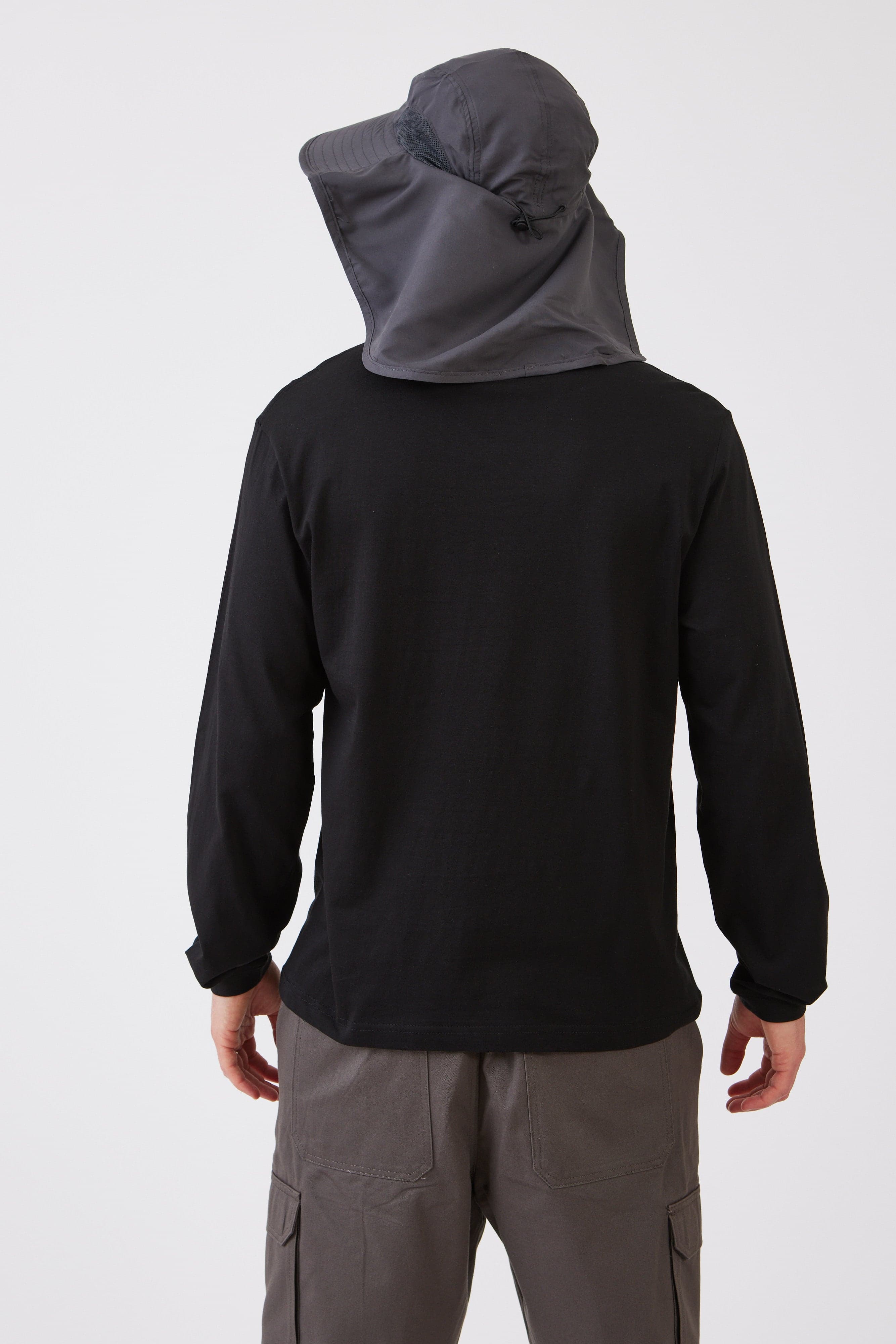 טישירט צווארון V שרוול ארוך - שחור WORKER