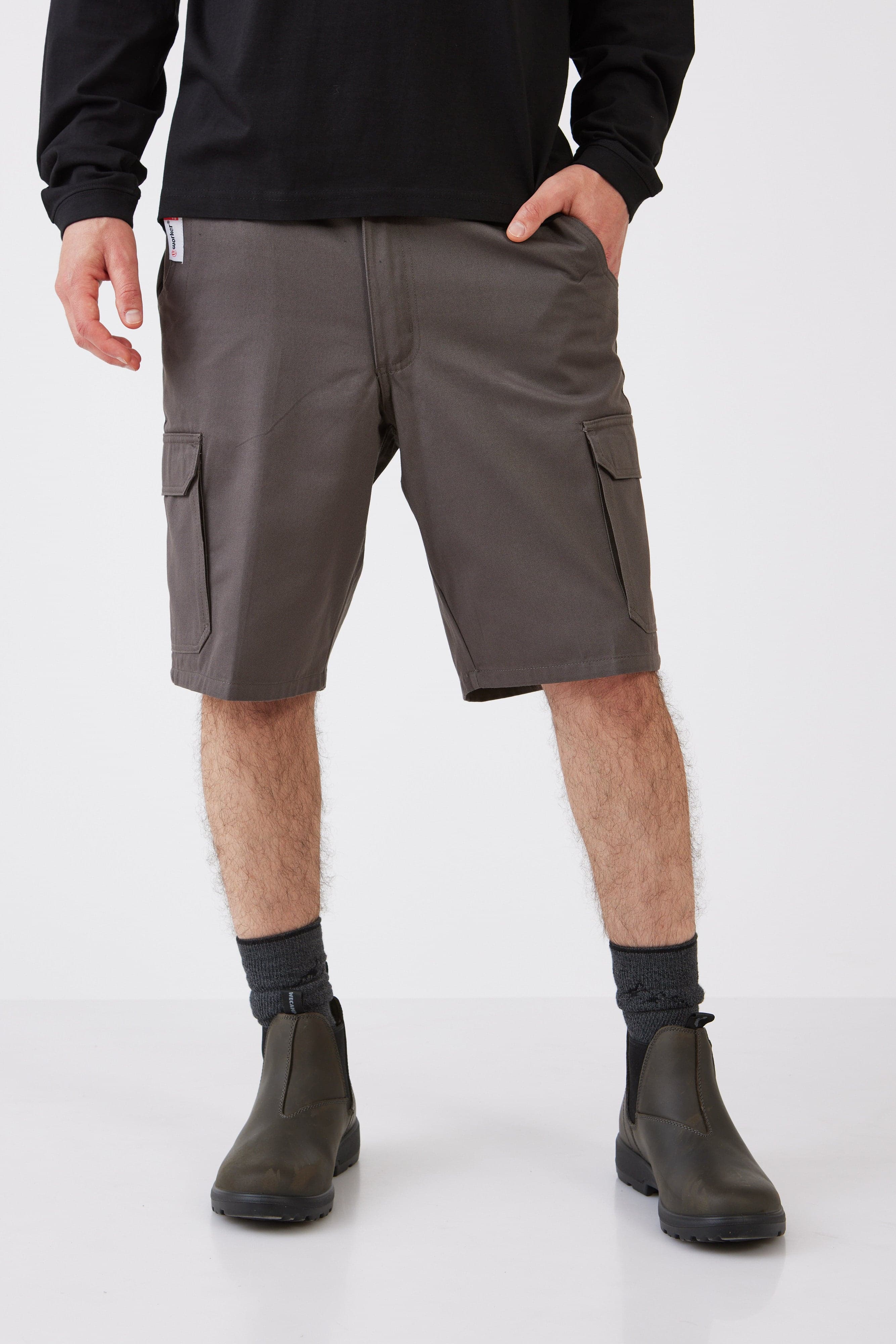 מכנסי ברמודה כותנה - זית WORKER