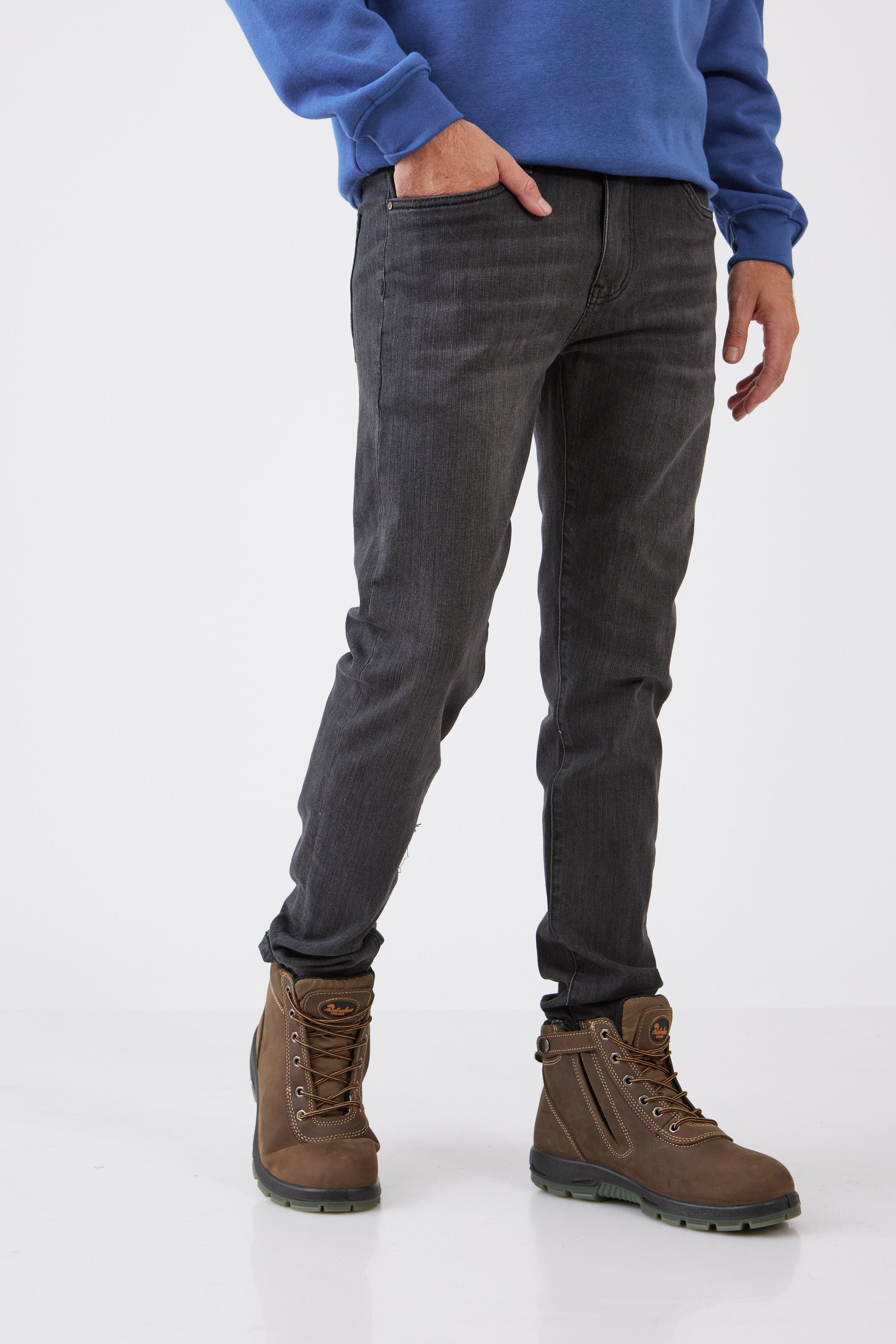 מכנסי ג'ינס 5 כיסים בגזרת Skinny - אפור WECAMP