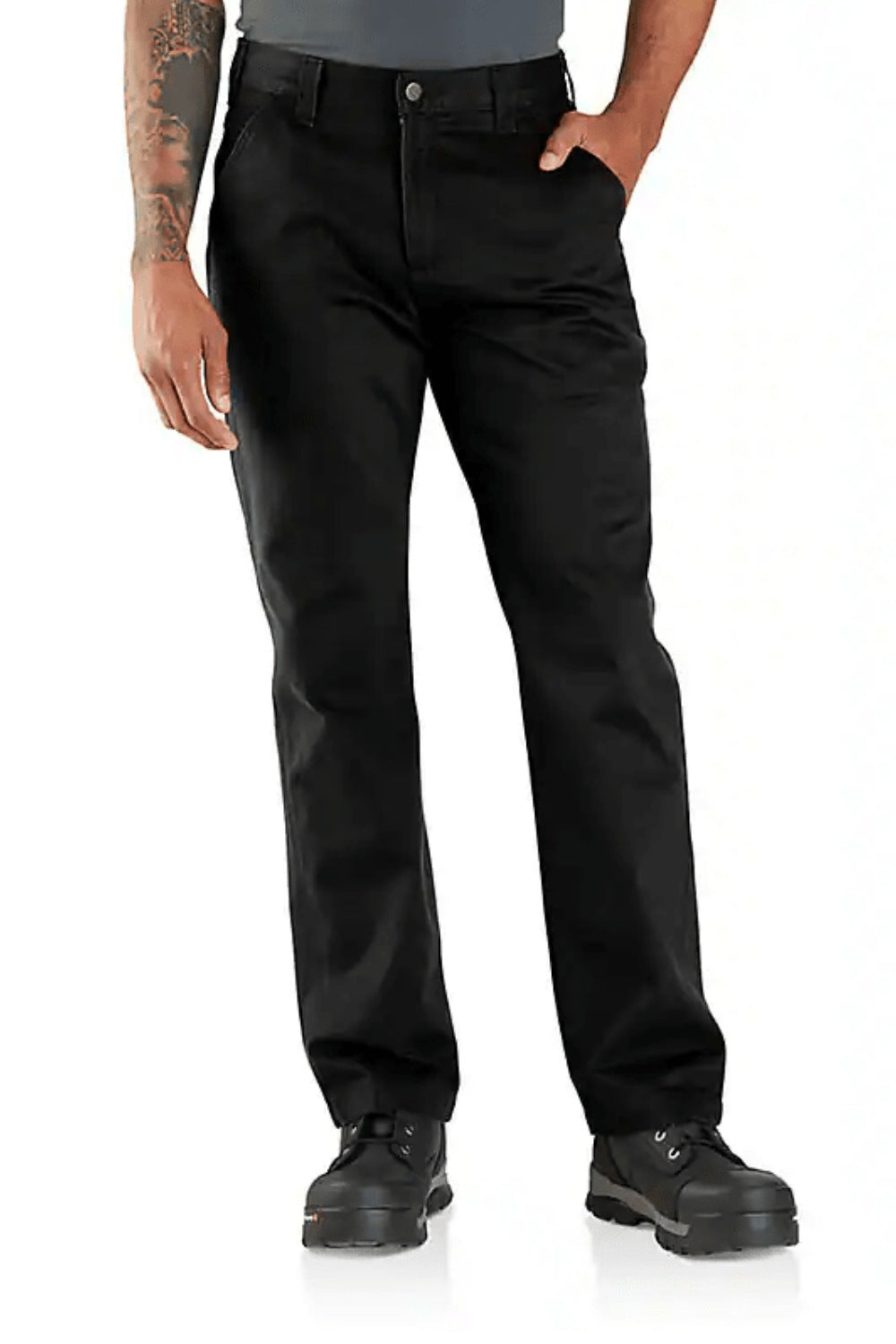 מכנסי חצי סרבל עם חזית כפולה - שחור CARHARTT