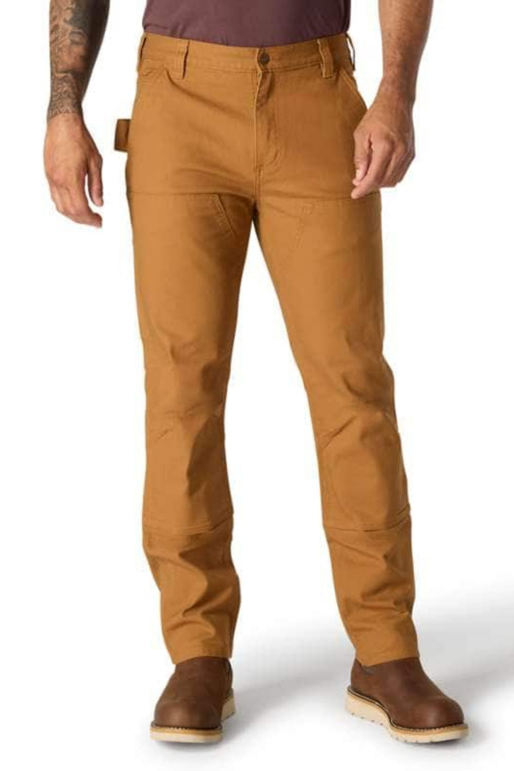 מכנסי חצי סרבל עם חזית כפולה - חום CARHARTT